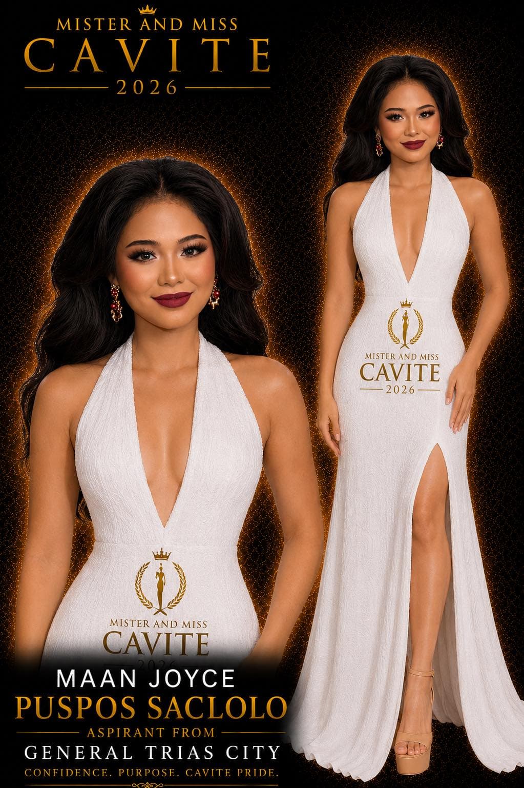 Portrait of Maan Joyce Puspos Saclolo, Miss Cavite candidate from General Trias